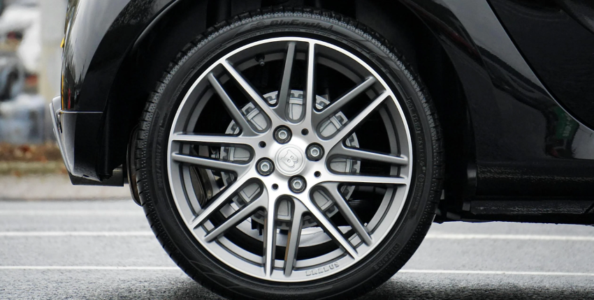 Car wheel close up