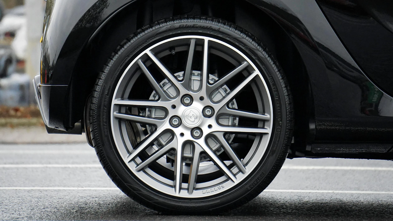Car wheel close up